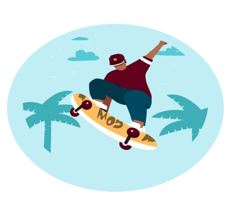 Flipped Skateboard teen vinyl rug - TenStickers