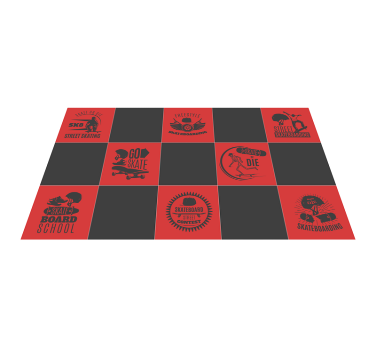Red and Black Skateboarding teen vinyl rug - TenStickers