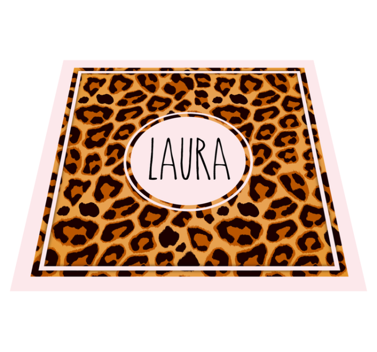 Leopard pattern with name teenager vinyl rug - TenStickers