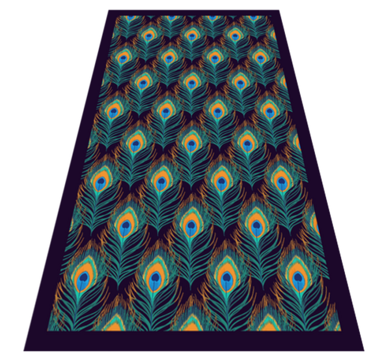 Peacock feather motif bedroom vinyl rug - TenStickers