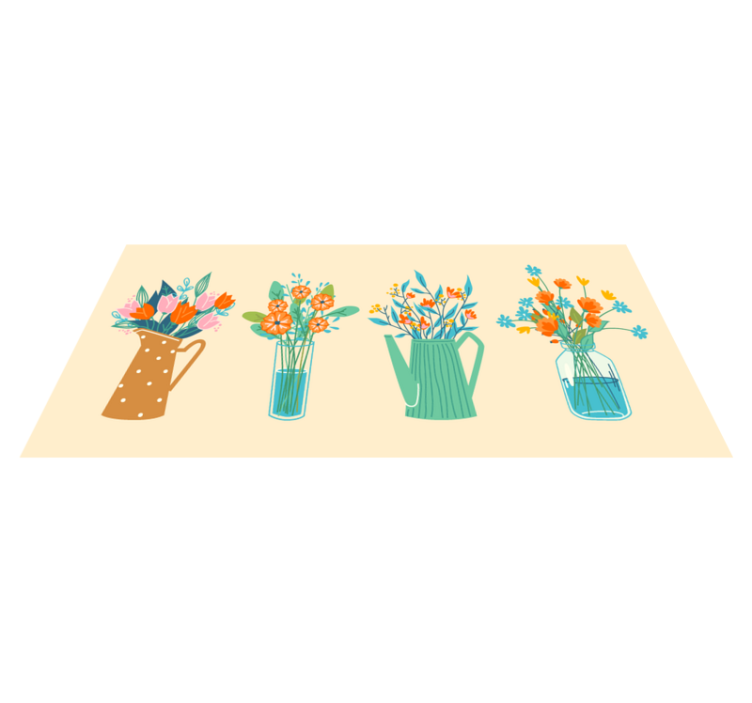 Peony cartoon bunch floral rug - TenStickers