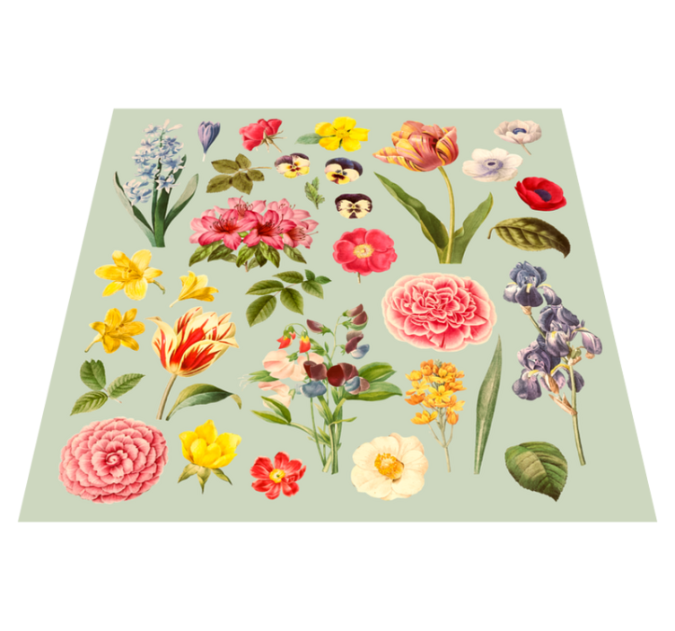Peony and flower assortment floral rug - TenStickers
