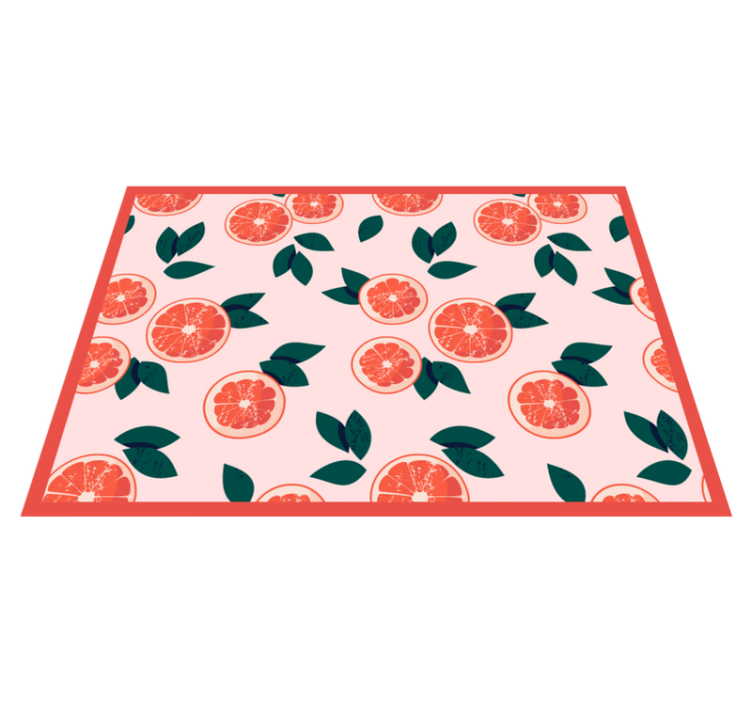 Pink citrus floral flower vinyl rug - TenStickers
