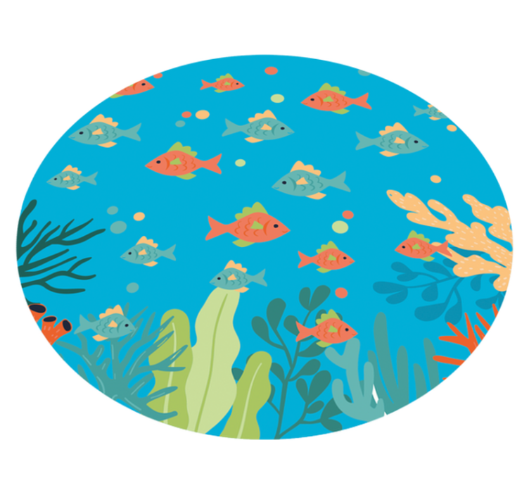 Colorful Coral circle kids vinyl rug - TenStickers