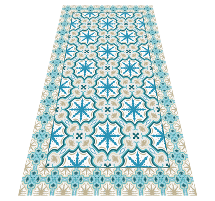 Azure botanical print tile vinyl rug - TenStickers