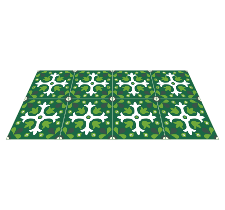 Emerald Botanical Print nature vinyl rug - TenStickers