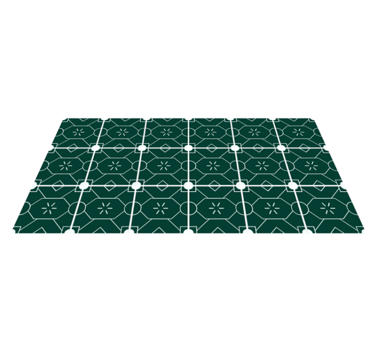 Tile vinyl rug geometric green design - TenStickers