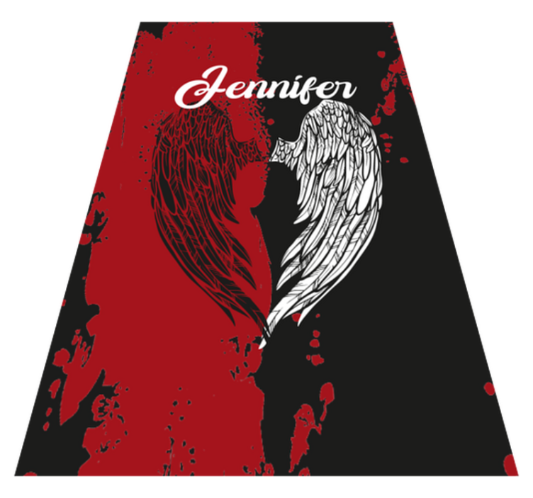 Heart wings with name teenager vinyl rug - TenStickers