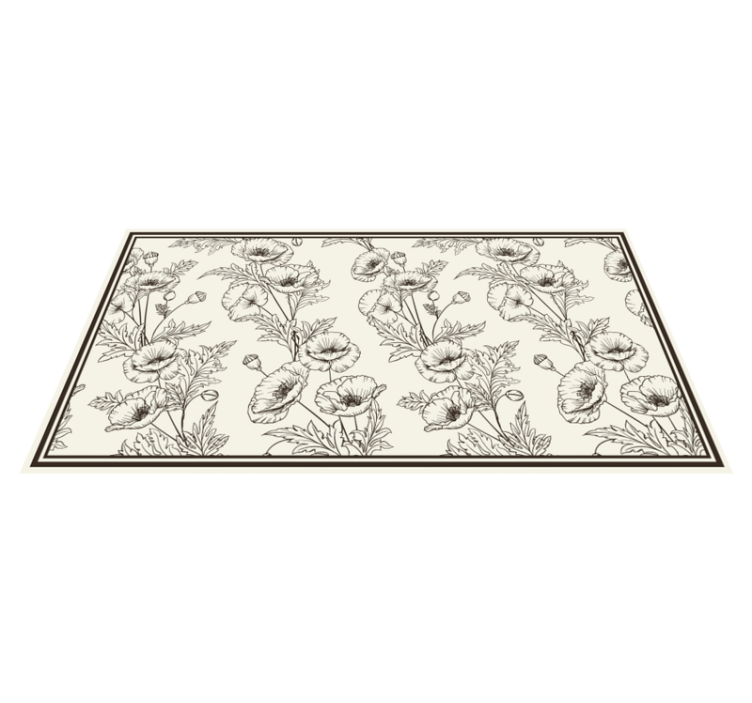 Floral outline pattern living room vinyl rug - TenStickers