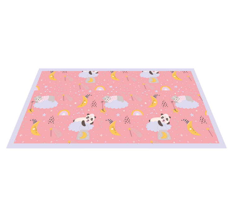 Pink background with pandas kids vinyl rug - TenStickers