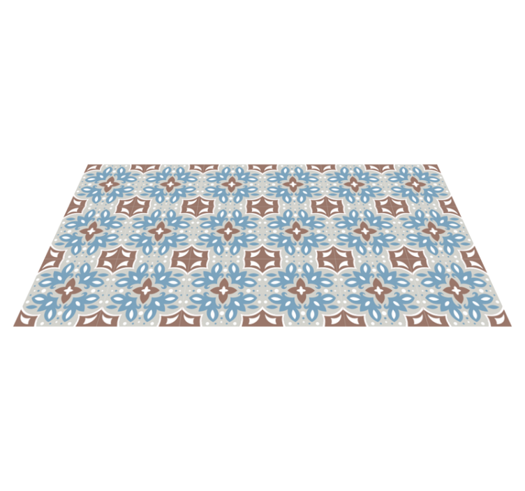 Floral blue pattern kitchen vinyl rug - TenStickers