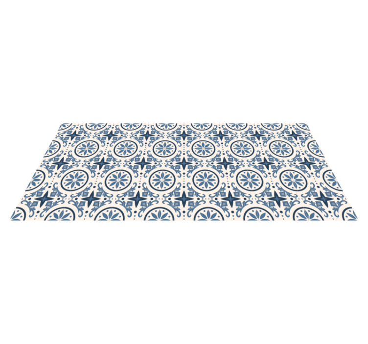 Blue nautical pattern tile vinyl rug - TenStickers