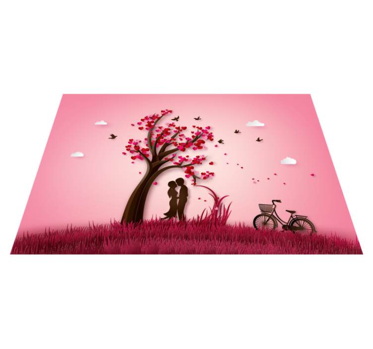 Romantic Tree Scene flower vinyl rug - TenStickers