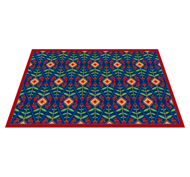 Botanical geometric motif geometric vinyl rug - TenStickers