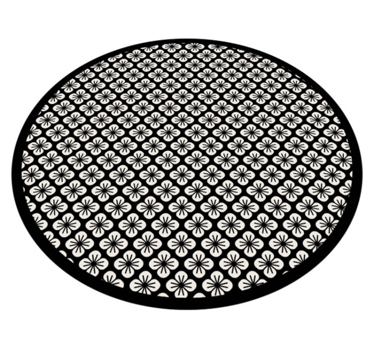 Black Floral Motif flower vinyl rug - TenStickers