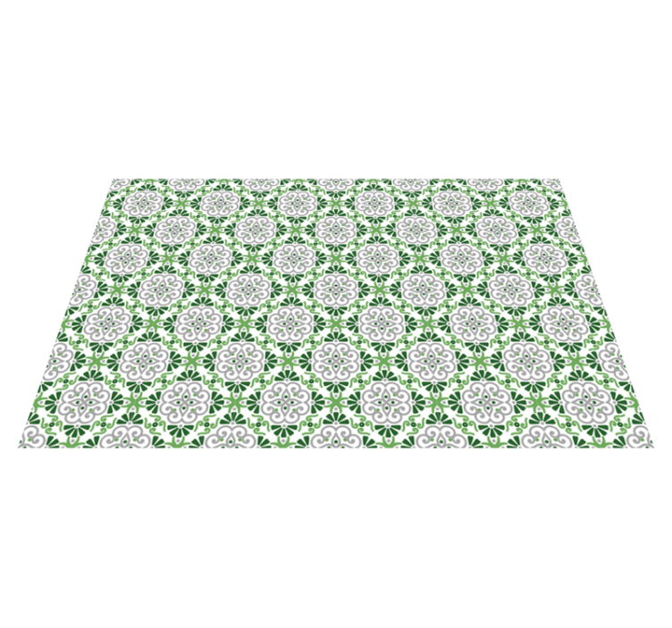 Green floral mosaic kitchen vinyl rug - TenStickers