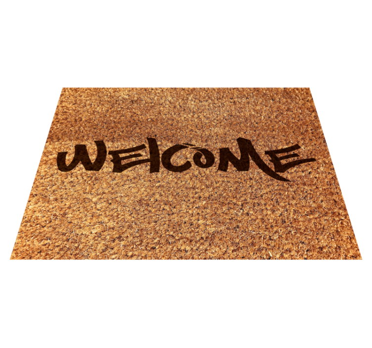 Welcome mat graffiti text entrance hall tiles - TenStickers