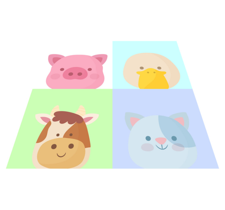 4 Cute Farm Animal animal print vinyl rug - TenStickers