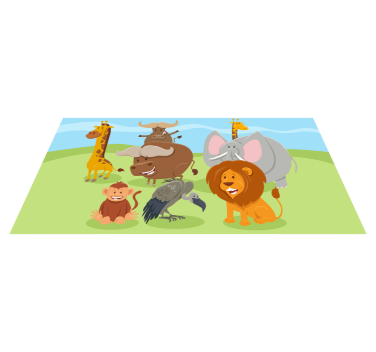 Colored Animal for kids animal print vinyl rug - TenStickers