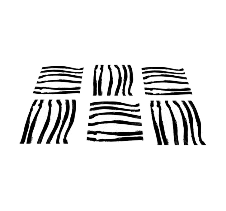 Organic black lines stripes vinyl rug - TenStickers