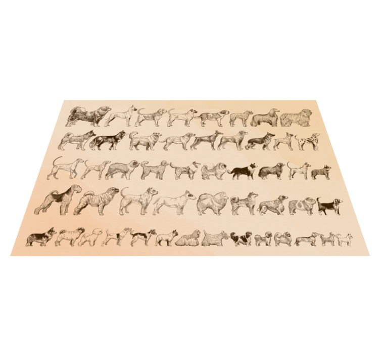 Beige dog illustrations animal vinyl rug - TenStickers
