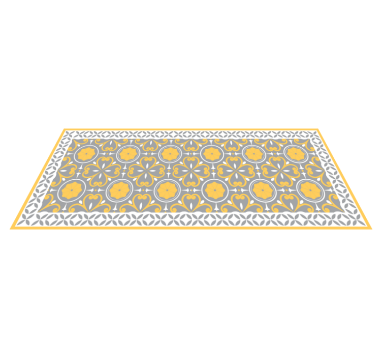 Yellow grey pattern kitchen vinyl rug - TenStickers