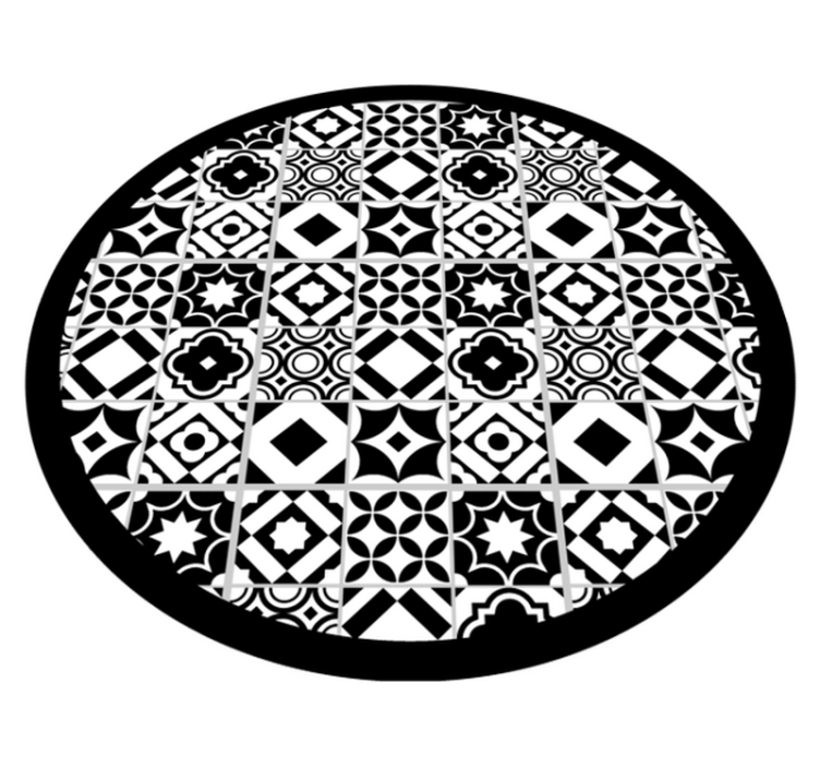 Mosaic vinyl rug in monochrome pattern - TenStickers