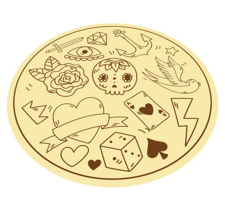 Tattoo symbols teenager vinyl rug - TenStickers