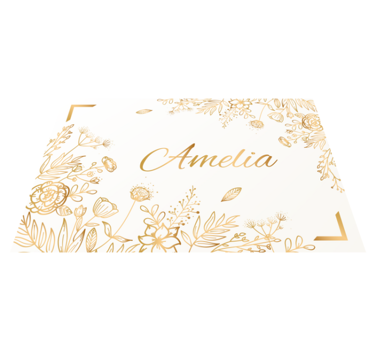 FLORAL PERSONALIZED WELCOME custom vinyl rug - TenStickers