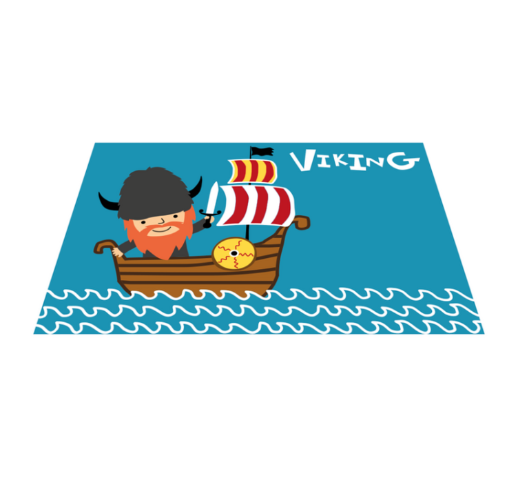Smiling viking boy with helmet ethnic rug - TenStickers