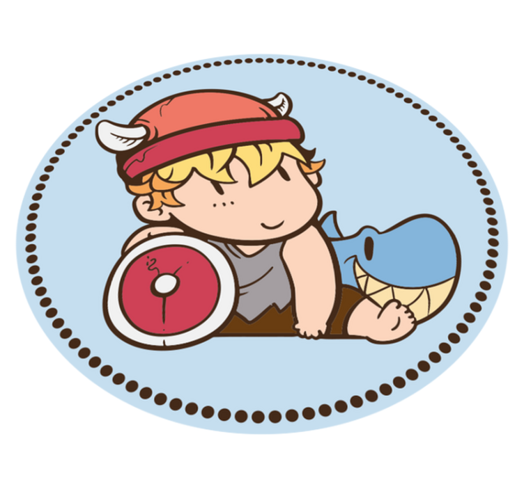 Cute baby viking with helm ethnic rug - TenStickers