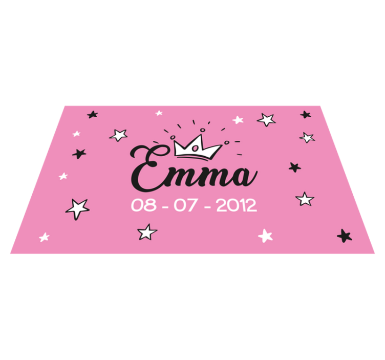 Pink design with name vinyl rug - TenStickers