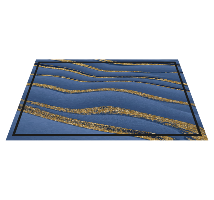 Blue and golden waves marble vinyl rug - TenStickers