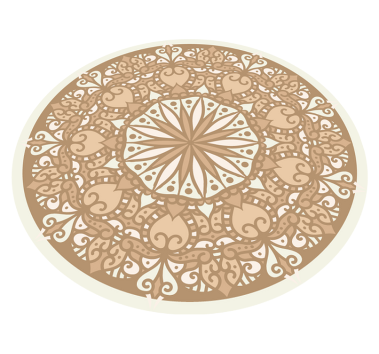 Beige stylish circular design mandala vinyl rug - TenStickers