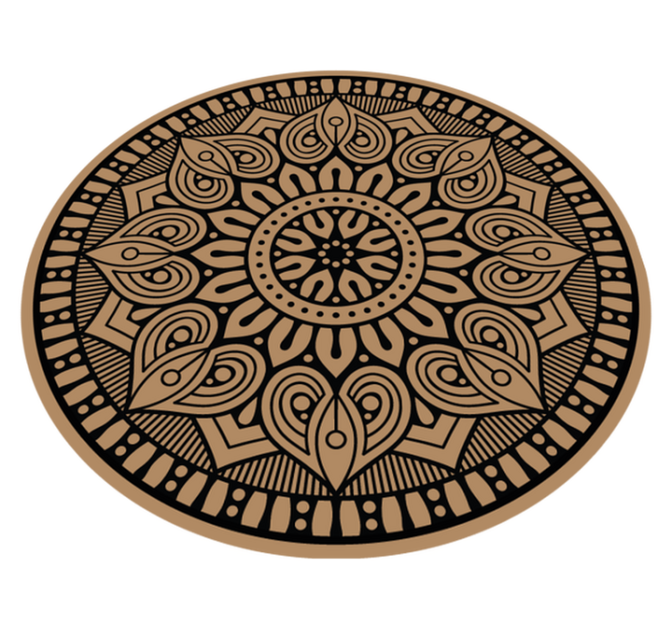 Black pen on brown mandala vinyl rug - TenStickers