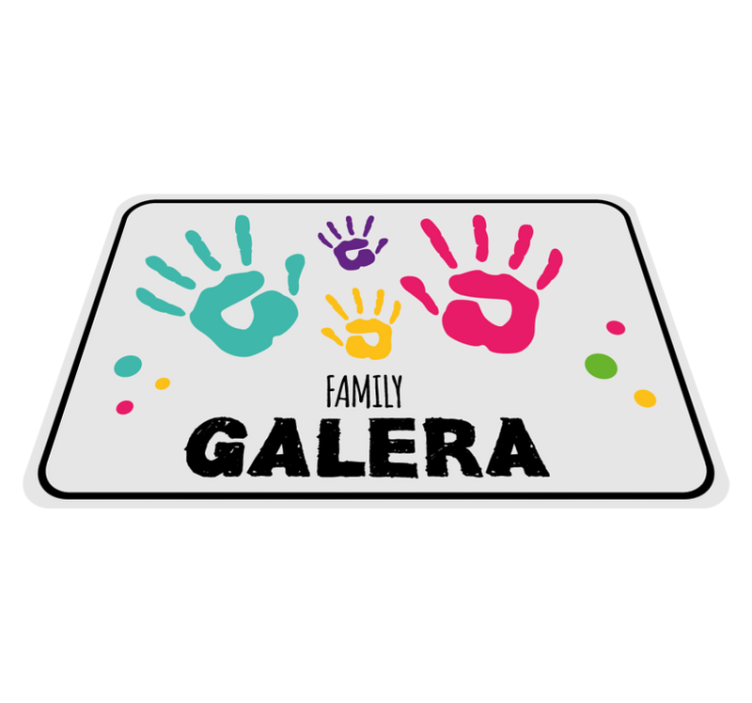 Handprints with family name entrance hall vinyl rug - TenStickers