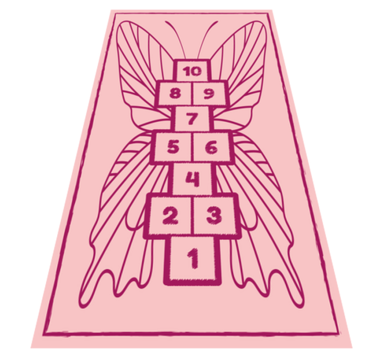 Pink butterfly hopscotch gaming vinyl rug - TenStickers