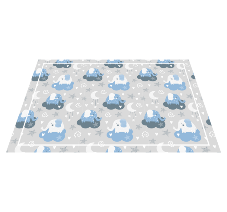 Blue nordic elephants kids vinyl rug - TenStickers