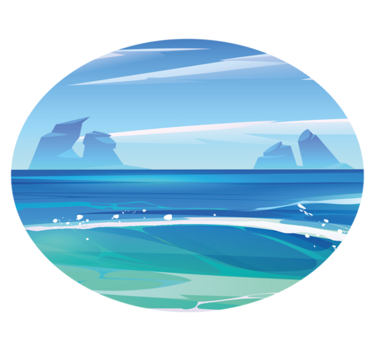 Rocks and sea cartoon nature vinyl rug - TenStickers