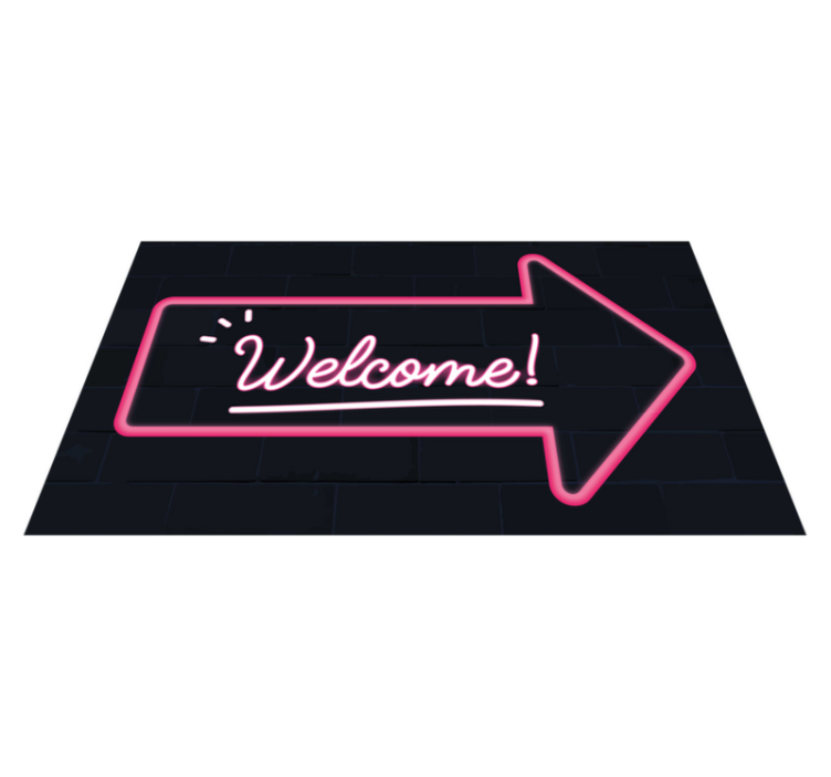 welcome sign post with neon entrance hall tiles - TenStickers