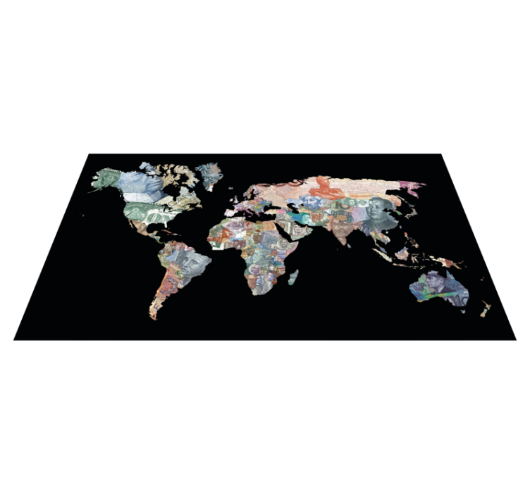 Global Currency Chart world map vinyl rug - TenStickers