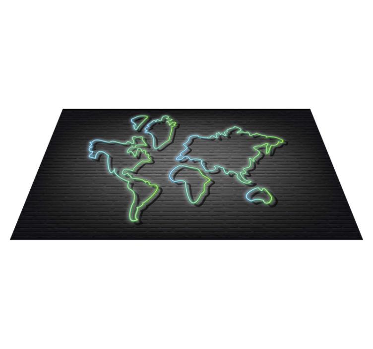 Luminous vector neon world map bedroom rug - TenStickers