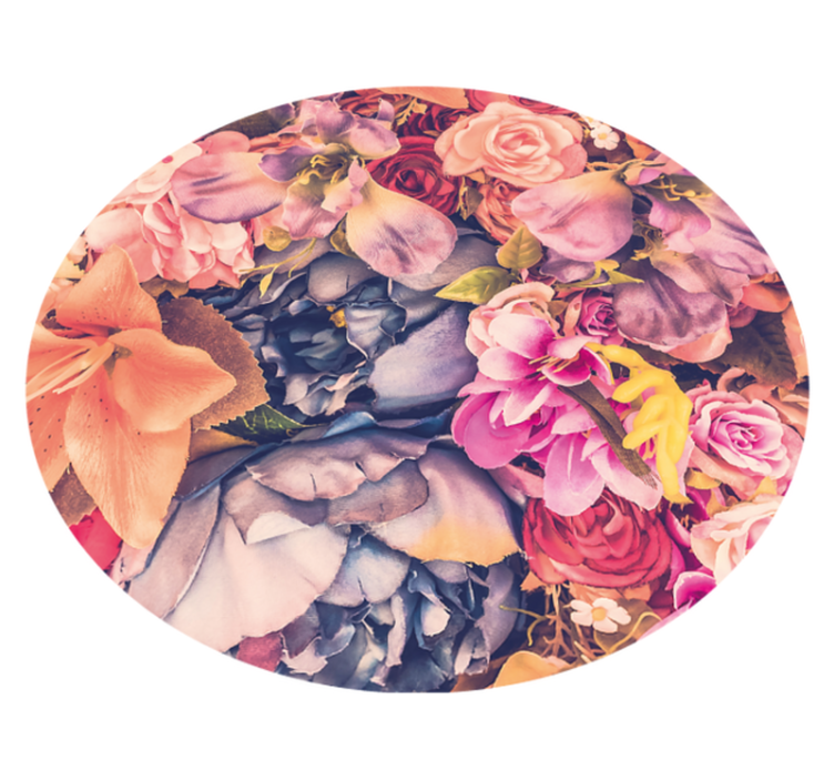 Floral Round Arrangement flower vinyl rug - TenStickers
