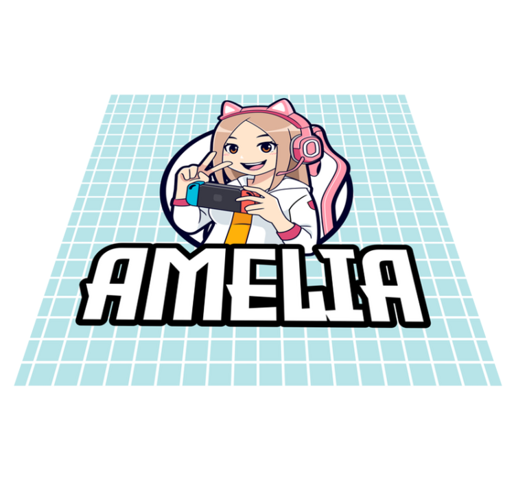 Gaming girl with name teenager vinyl rug - TenStickers