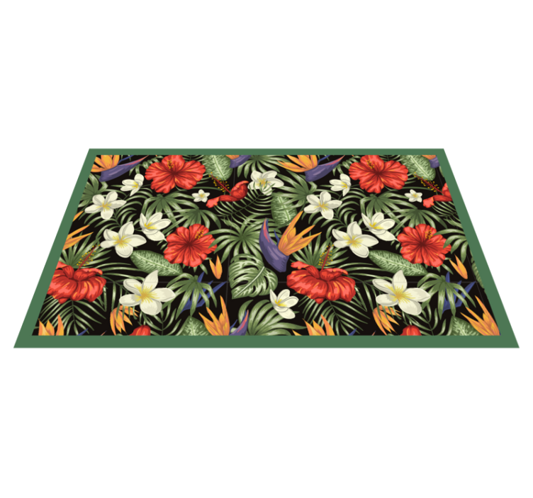 Tropical colorful pattern flower vinyl rug - TenStickers