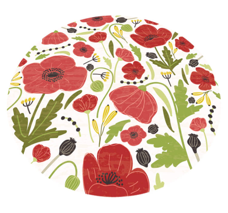 Red Poppy Blossoms flower vinyl rug - TenStickers