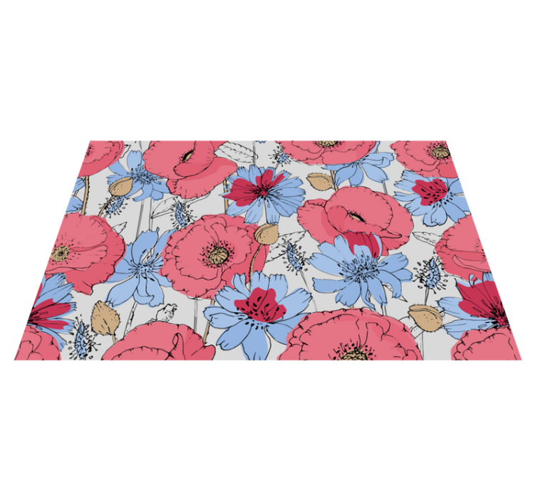 Lively botanical print flower vinyl rug - TenStickers