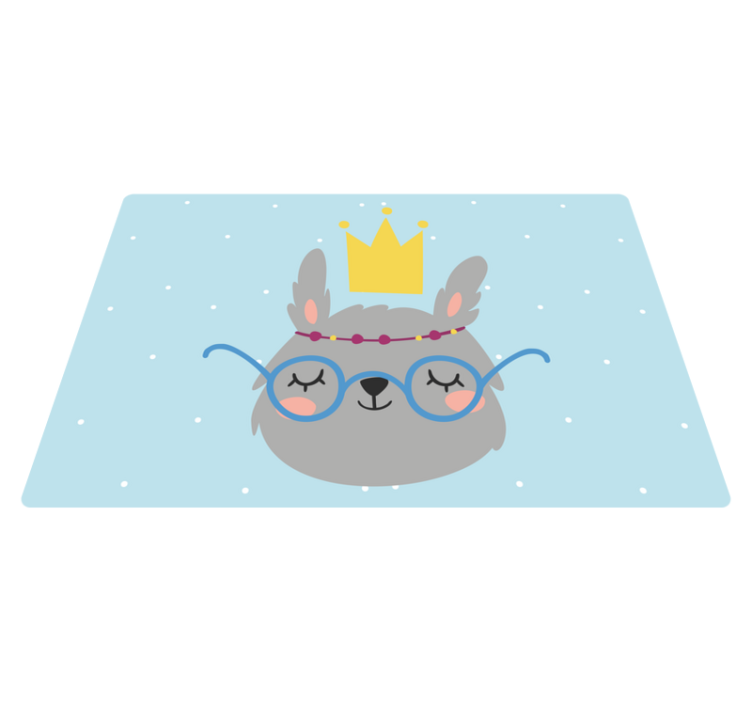 Nordic grey bunny with glasses kids vinyl rug - TenStickers