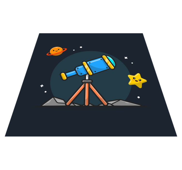 Science telescope cartoon space star vinyl rug - TenStickers