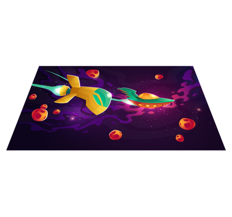 Floating space stones and spaceship star rug - TenStickers